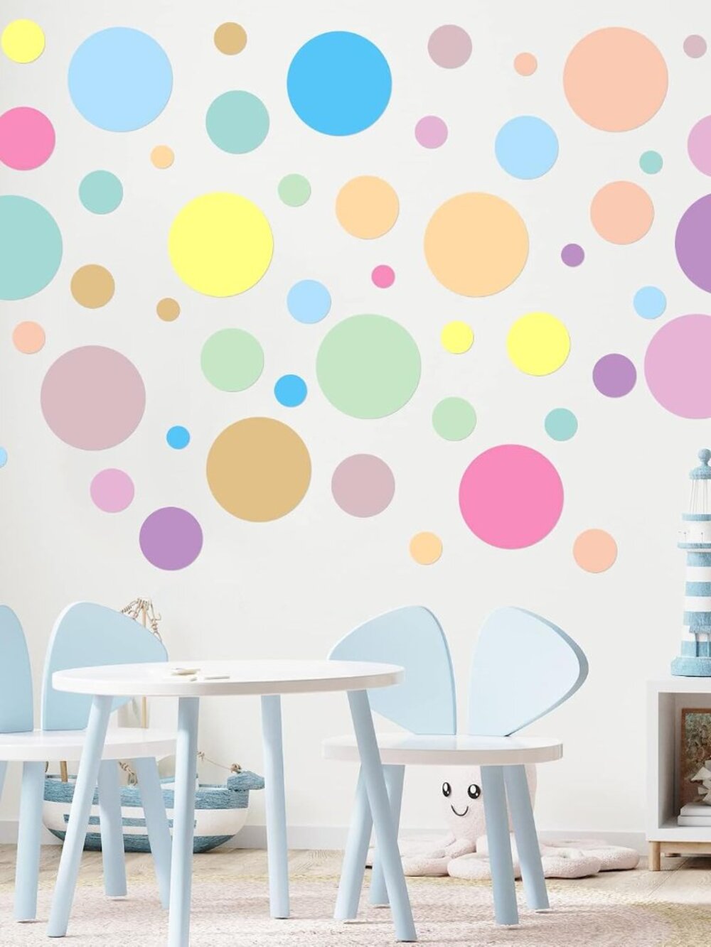 264 Pcs Polka Dot Wall Stickers, Colorful Peel and Stick Kids Room